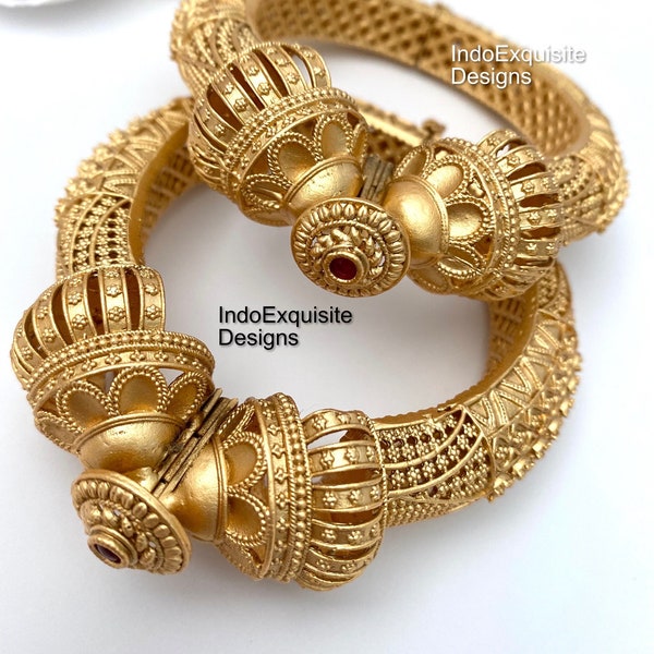 Bollywood style Gold Plated Openable Screw Kada(Single pc)/Polki Kundan Gold Plated bangles/Bridal bangles bracelets/Pachali Rajwadi