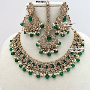 Antique Polki Necklace Sets/ Reverse AD necklace/Indian Jewelry/ High Quality Kundan and Polki Jewelry