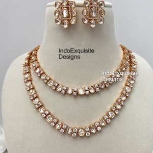 Premium Quality Tyaani Inspired uncut Kundan polki Necklace set/ back side  foiling/ High quality double layer necklace Set