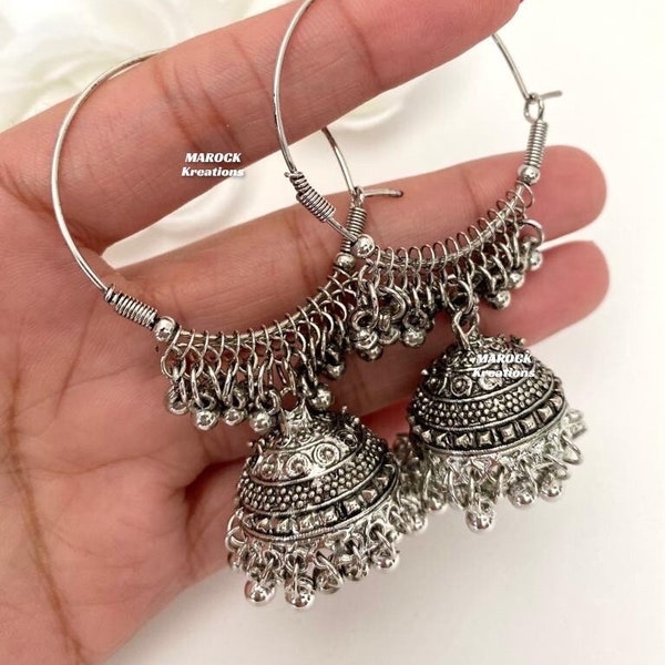 Oxidized Silver Baali Jhumki Earrings/Indian Jewelry/ Bollywood Jewelry/Premium Quality Jewelry/Oxidized jewelry