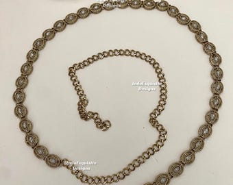 Antique Gold Polki Waist Belt/Belly chain/ Kamarpatta/Kamarbandh/Indian waist belt/waist chain/Saree belt/Kundan Polki Indian saree belts