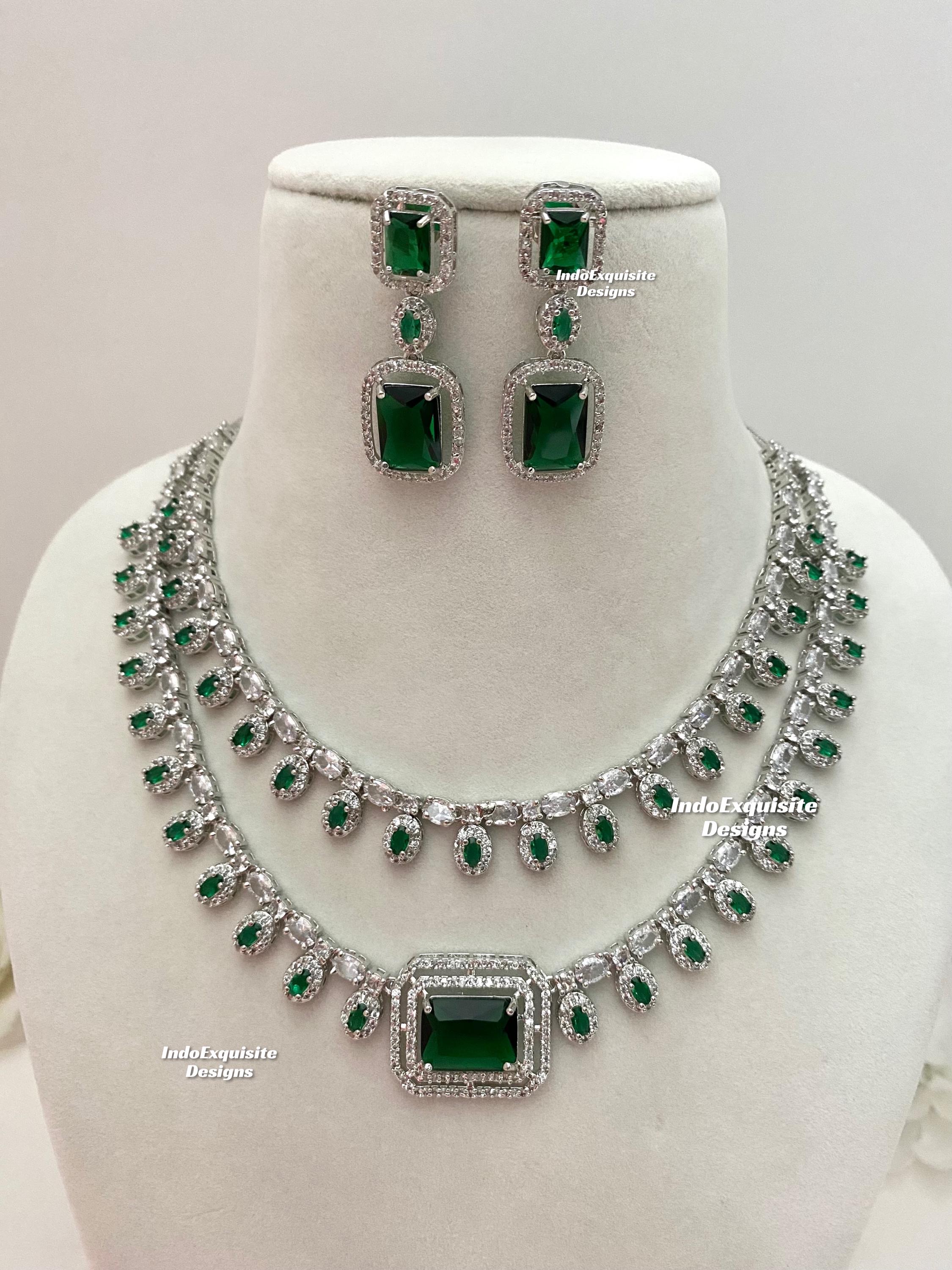 American Diamond Necklace Set / CZ Necklace/indian Jewelry/ Double