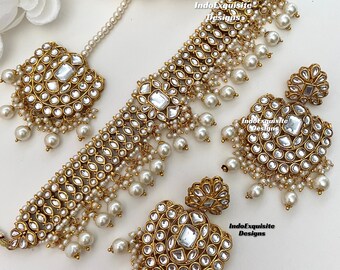 Conjunto de gargantilla Kundan/joyería india/collar de gargantilla de circonio Kundan/gargantilla estilo Bollywood