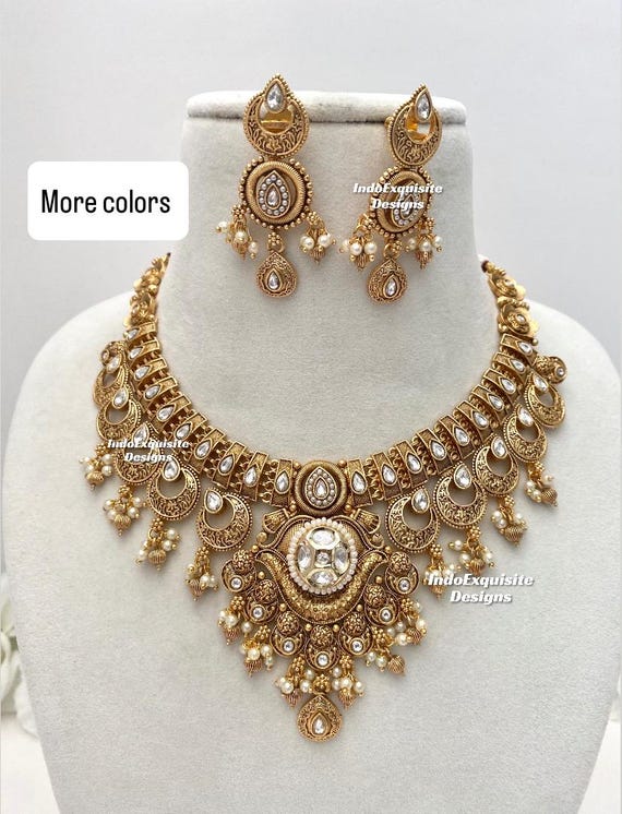 Premium quality Gold plated necklace set/Indian gold plated  jewelry/Traditional Jewelry/Real Gold look Jewelry