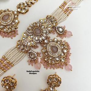 Set di perle kundan di qualità premium/gioielli indiani/set di perle kundan uniche/set di gioielli indiani/gioielli da sposa/rosa