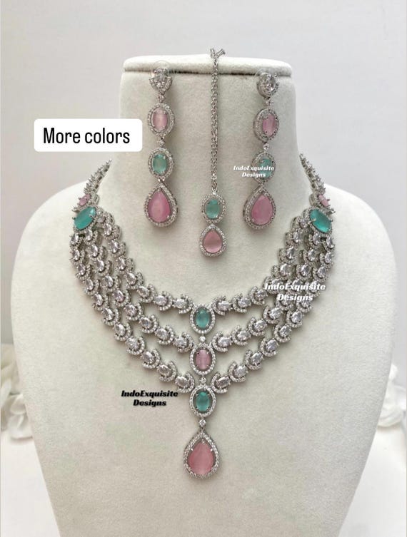 American Diamond Necklace Set / CZ Necklace/indian Jewelry