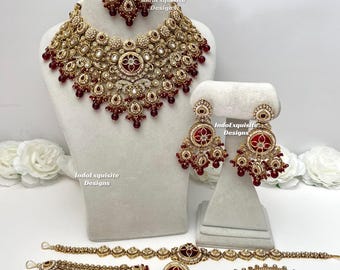 Premium Quality Kundan Bridal set comes with all accessories /Indian bridal jewelry