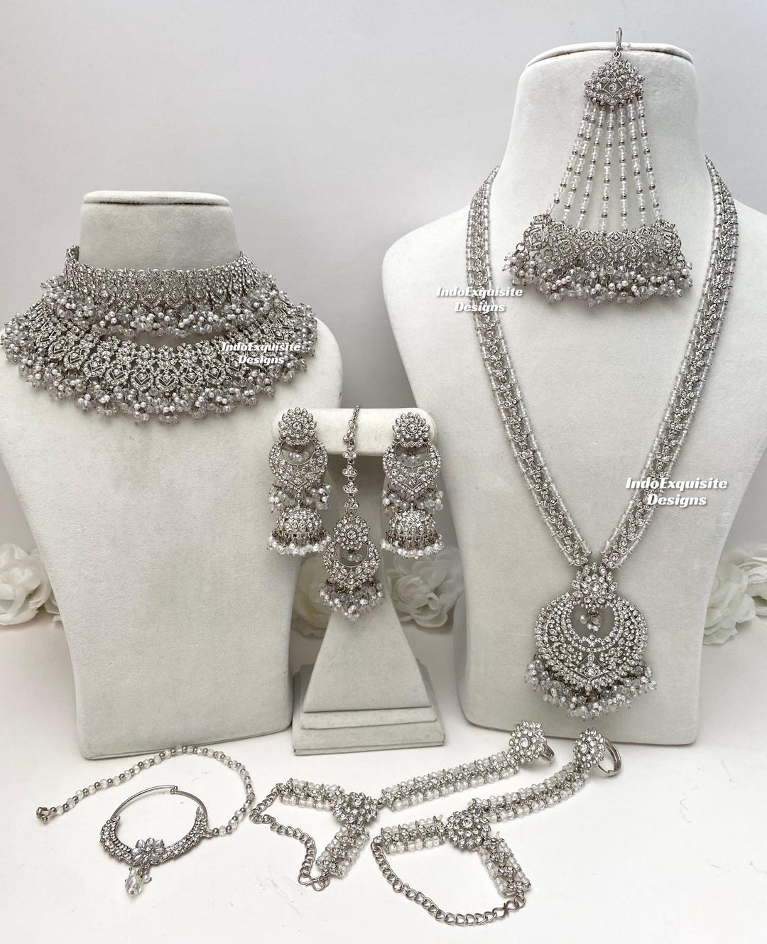 Premium Quality Pakistani Bridal Set in Silver Color/indian and