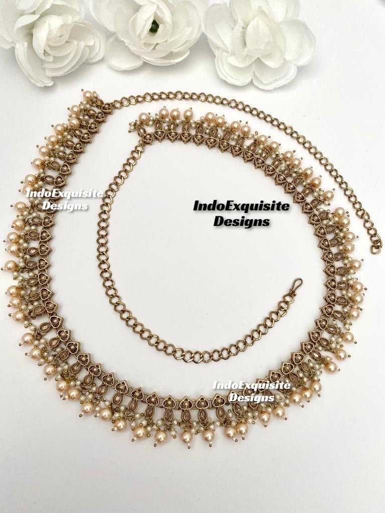 Damen Perlen-Kettengürtel Gold – Verstellbar, Mit Bling-Bling, Für Kleider & Hochzeiten