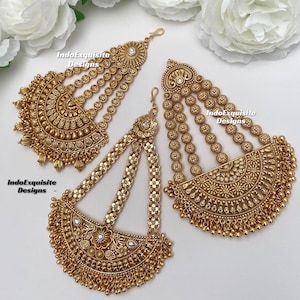 Gold Plated Passa Jhoomer Jhumar/real gold look passa/head side passa /real gold look passa/ Bridal Head piece /Indian jewelry
