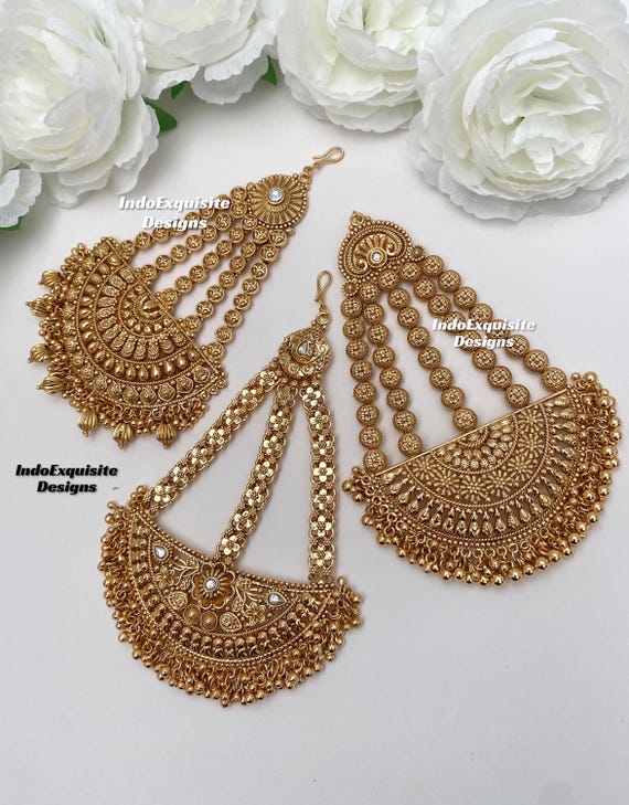 Gold Plated Passa Jhoomer Jhumar/real gold look passa/head side passa /real gold look passa/ Bridal Head piece /Indian jewelry