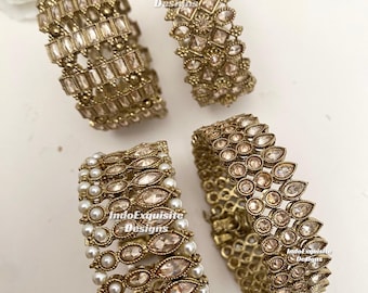 Antique Gold Kundan Polki Bracelets/fits to 2.4 and 2.6/ Indian Jewelry
