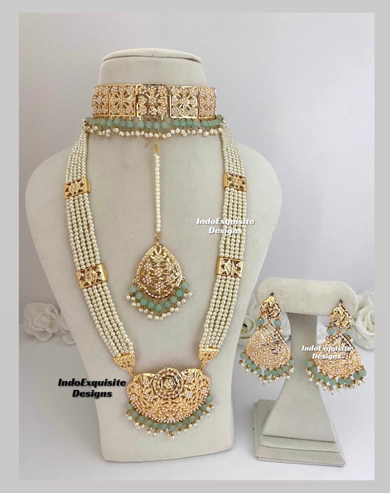 Rani Set Jadau Choker Set and Rani Haar Combo/ Indian Bridal Set/punjabi Jadau ...