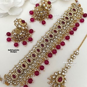 Gorgeous Kundan Choker Set/ Indian Jewelry/unique Kundan choker set/Indian jewelry set/Bridal jewelry/Ruby
