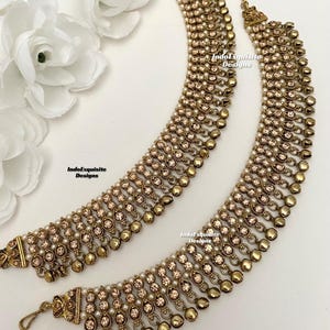 Antique Indian Ghungroo Anklets with triple line antique stones/Payal/Punjabi Jhanjra/Indian bridal payal/Bells Anklet/ Payal/Panjeb/anklets