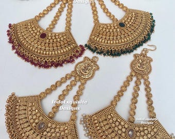 Gold Plated Passa Jhoomer Jhumar/real gold look passa/head side passa /real gold look passa/ Bridal Head piece /Indian jewelry
