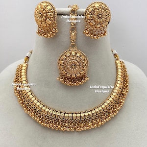 Premium quality Gold plated necklace set/Indian gold plated  jewelry/Traditional Jewelry/Real Gold look Jewelry