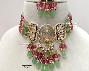 Premium Quality Meenakari  Kundan Choker Set/Indian jewelry/ Bollywood jewelry/ Reception choker/kundan polki choker