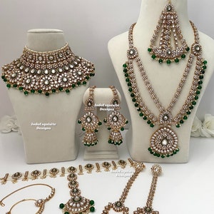 Elegant Kundan bridal set comes with all accessories/ Indian bridal jewelry/ high quality Gold plated kundan and Polki jewelry