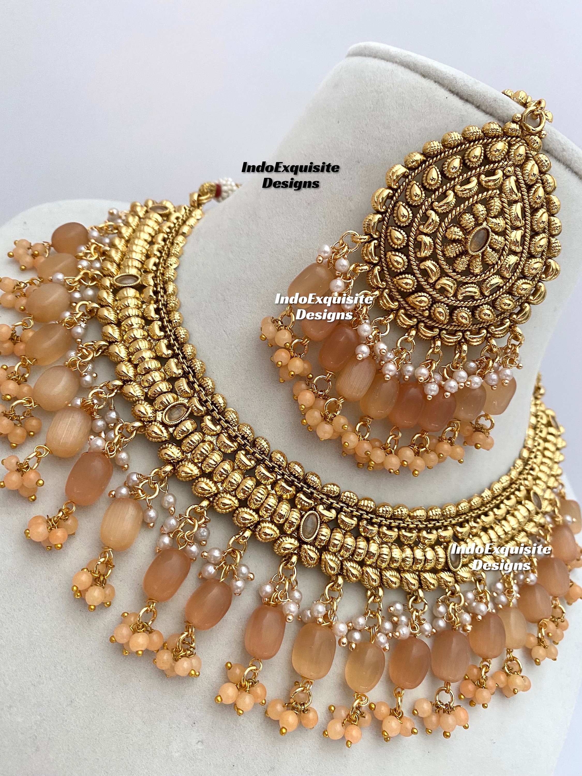 High Quality Trendy Gold Plated Necklace Set/indian Punjabi Gold