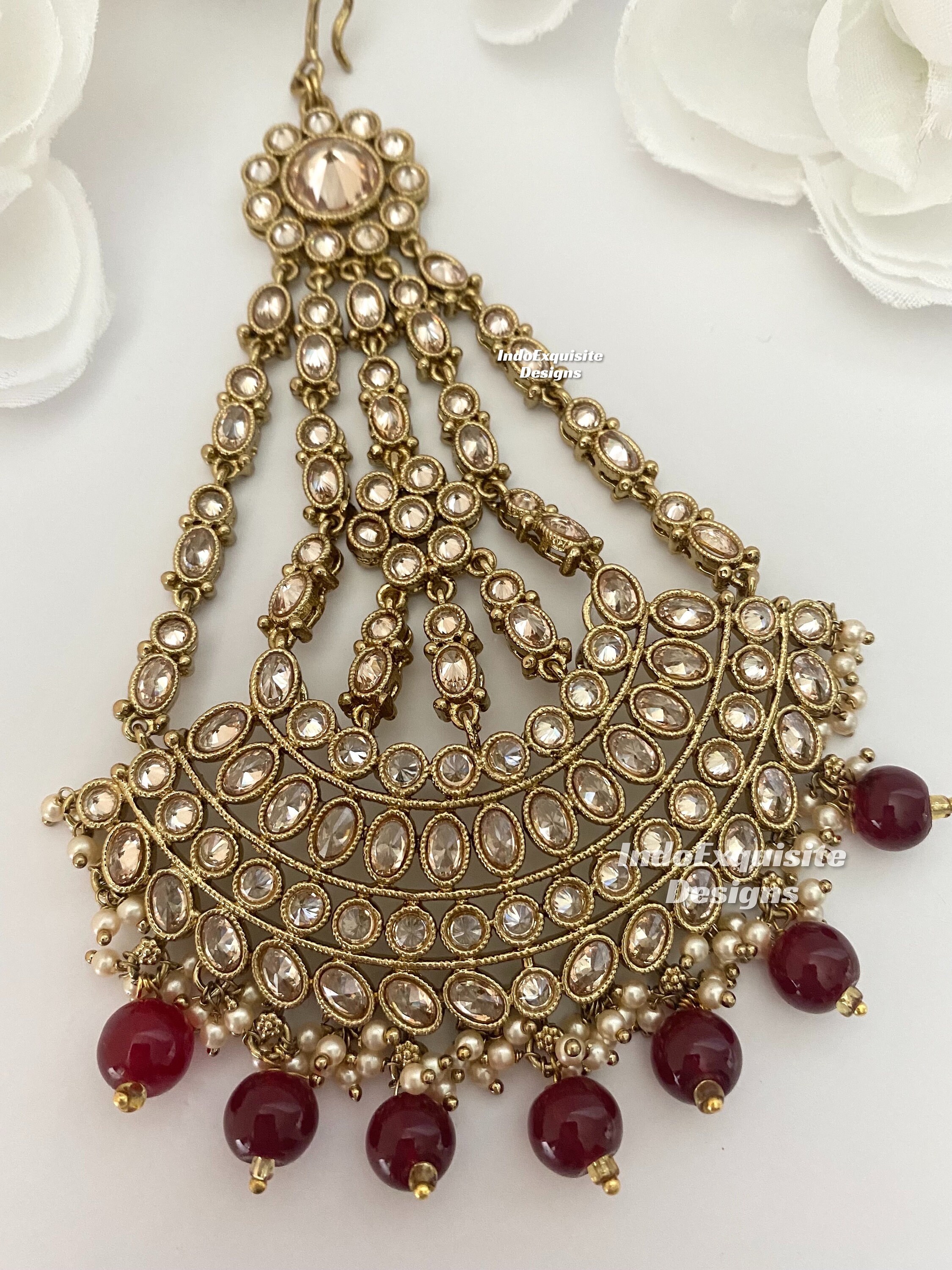 Antique Gold Polki Passa Jhoomer/ Bridal Jhumar / Head Side Passa