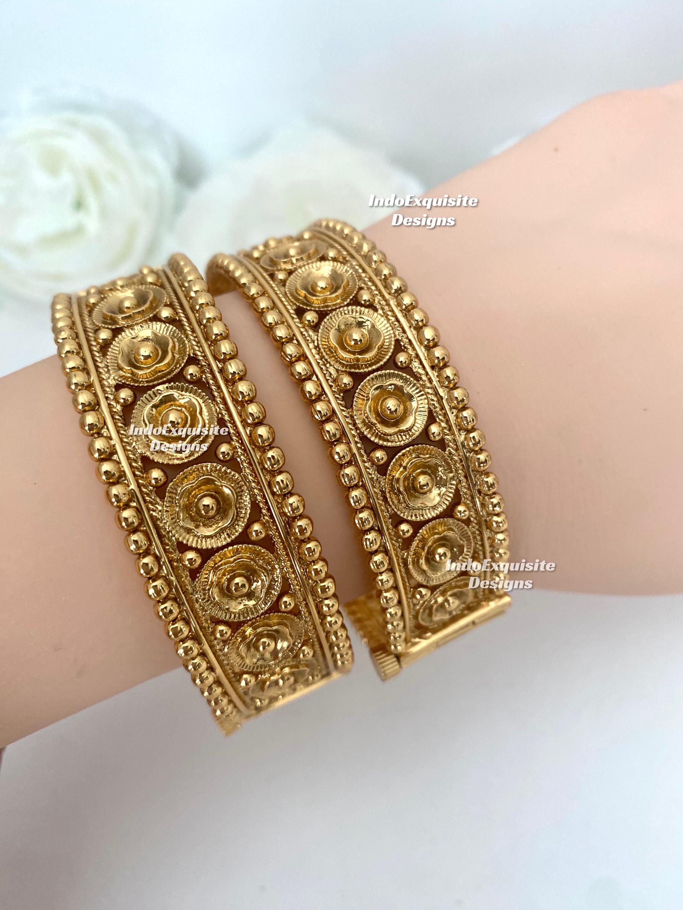 Bollywood Style Gold Plated Openable Screw Kada/rajwadi Gold