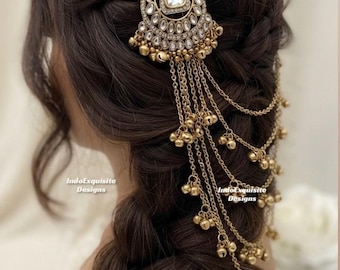 Kashmiri Kundan hair clips/hair pins for braid and bun/Hair accessories/Indian Jewelry