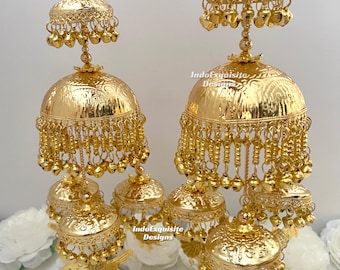 Traditional Exclusive Golden Kaleere, Wedding Kalire/Bridal Kaleere/high quality patra kaleere/ Punjabi bridal kaleere with hanging birds