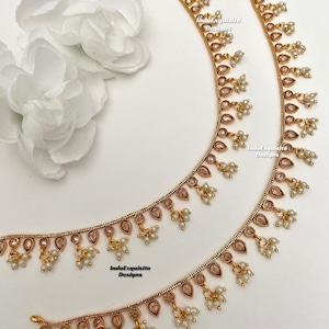 Gold Plated Polki pearl anklets/Payal/ Jhanjra with Ghungroo at the ends/Indian bridal payal/golden Ghungroo Payal/Panjeb/Indian anklets