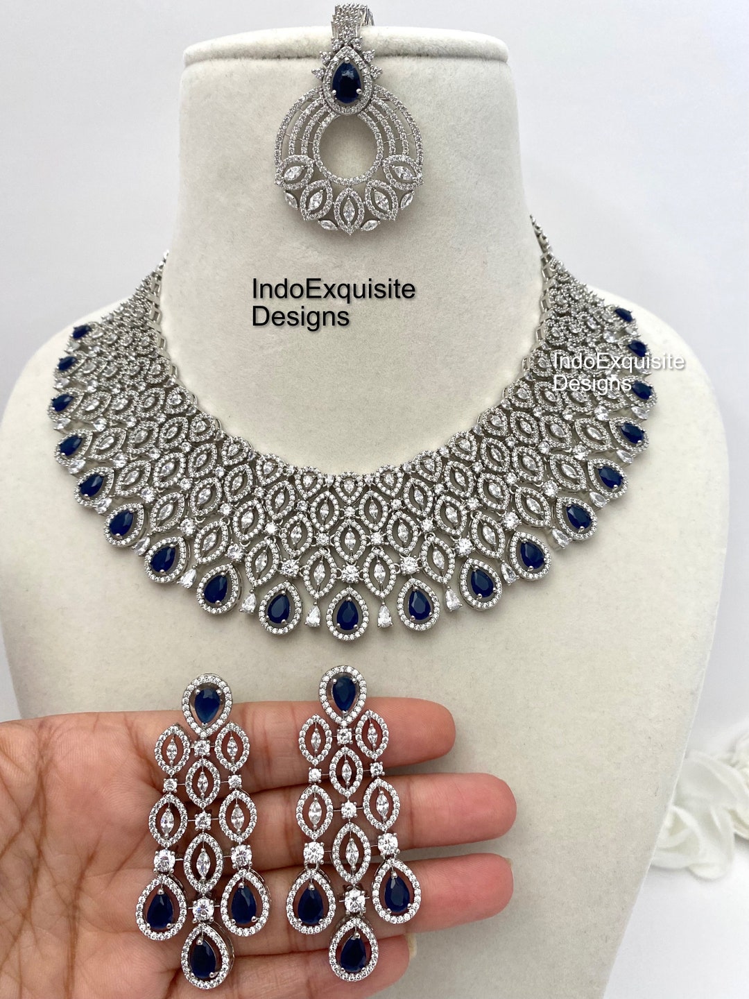 American Diamond Necklace Set / CZ Necklace/indian Jewelry/ Etsy Norway