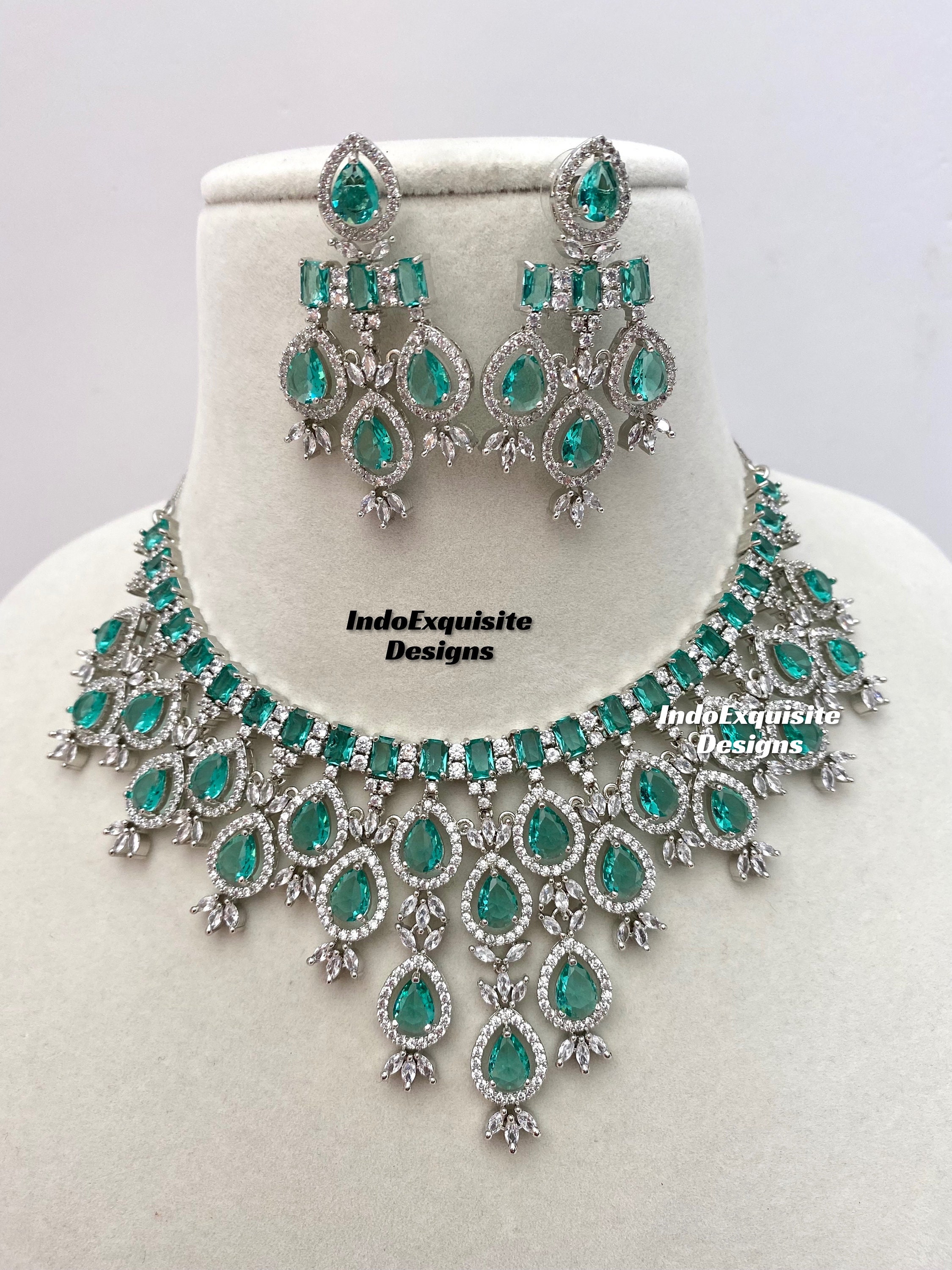 American Diamond Necklace Set/cz Necklace/indian Jewelry