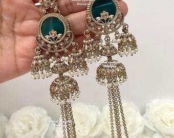 Premium Quality Antique Gold Kashmiri statement Earrings/Heritage earrings/ Kashmiri Ghungroo earrings /Indian Jewelry