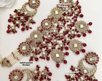 Premium kwaliteit elegante Kundan Polki choker set/Indiase sieraden/Indiase bruidsset/bruidssieraden/ruby