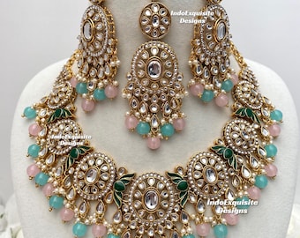 Premium Quality Kundan Necklace Set/Kundan Meenakari Necklace/Indian jewelry/Kundan Polki Necklace/Bollywood style necklace set