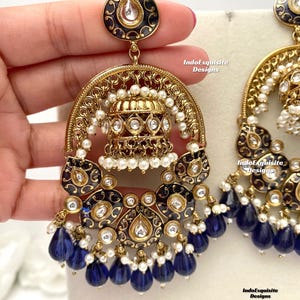 Elegant premium quality Kundan Jhumki Statement Earrings/Indian Jewelry/ Bollywood Jewelry/ High Quality Jewelry