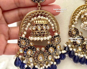 Elegant premium quality Kundan Jhumki Statement Earrings/Indian Jewelry/ Bollywood Jewelry/ High Quality Jewelry