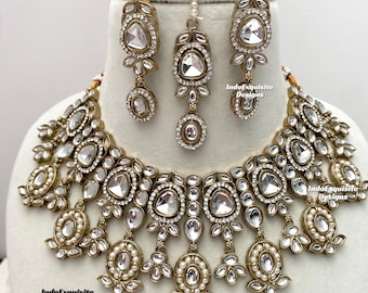 Kundan necklace Set/Indian jewelry/Kundan Polki Necklace/High quality jewelry/Elegant trending necklace