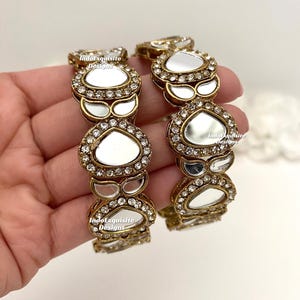 Mirror Antique Gold Bangles/Kade /elegant mirror bangles/ Bridal Bangles/wedding Bangles/Reception/Sangeet Bangles