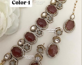 Sabyasachi inspired Kundan statement choker set/Moissanite Kundan choker /bollywood style choker set/Indian Jewelry