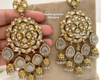 Boucles d'oreilles traditionnelles indiennes Bollywood argent oxydé 3