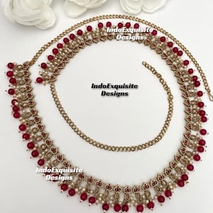 Antique Gold Polki Waist Belt/Belly chain/ Kamarpatta/Kamarbandh/waist chain/Saree belt/Kundan Polki Indian saree belts/Ruby color kamarband