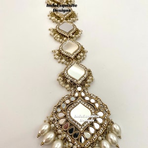 High quality Antique gold mirror Choti/Indian bridal choti/Mirror hair Accessories/Indian wedding/hair accessories/Mirror braid jewelry
