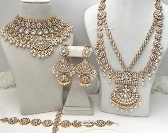 Premium quality Kundan bridal set comes with all accessories/ Indian bridal jewelry/ kundan and Polki jewelry