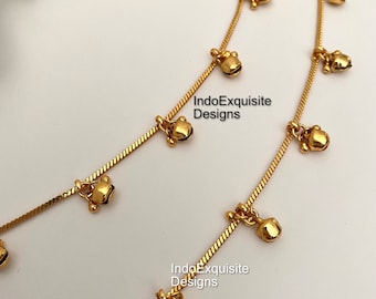 Gold plated anklets/Payal/ Punjabi Jhanjra with Ghungroo/Indian bridal payal/golden Ghungroo Payal/Panjeb/Indian anklets