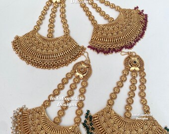Gold Plated Passa Jhoomer Jhumar/real gold look passa/head side passa /real gold look passa/ Bridal Head piece /Indian jewelry