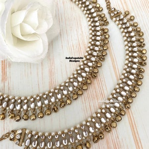 Antique Indian Ghungroo Anklets/Payal/ Punjabi Jhanjra/ Indian bridal payal /Bells Anklet/ Kundan Payal /Panjeb/Indian anklets/Polki anklets