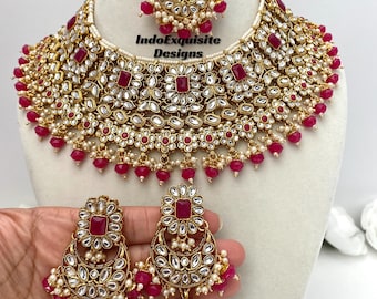 Conjunto de collar Kundan de alta calidad/joyería india/collar Kundan Polki/joyería de alta calidad/conjunto de collar estilo Bollywood/conjunto de collar de moda