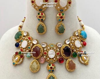 Sabyasachi inspired Kundan statement Necklace set/uncut Kundan necklace /bollywood style necklace set