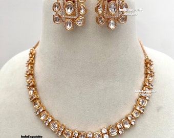 Premium Quality Tyaani Inspired uncut Kundan polki Necklace set/Real uncut Kundan Polki/High quality single line necklace Set