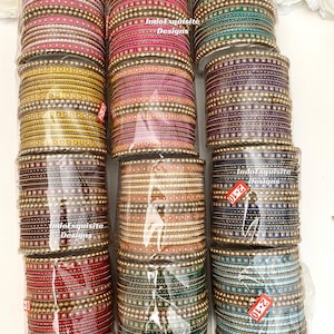 Antique gold gorgeous Metal bangles set with vibrant colors/ Bridal bangles